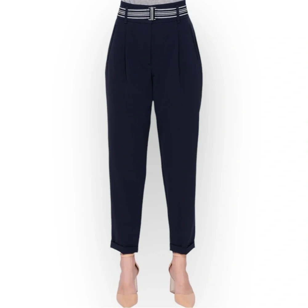 Riani Navy Blue Pleated & Cuffed Trousers 8